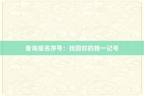 查询报名序号：找回你的独一记号
